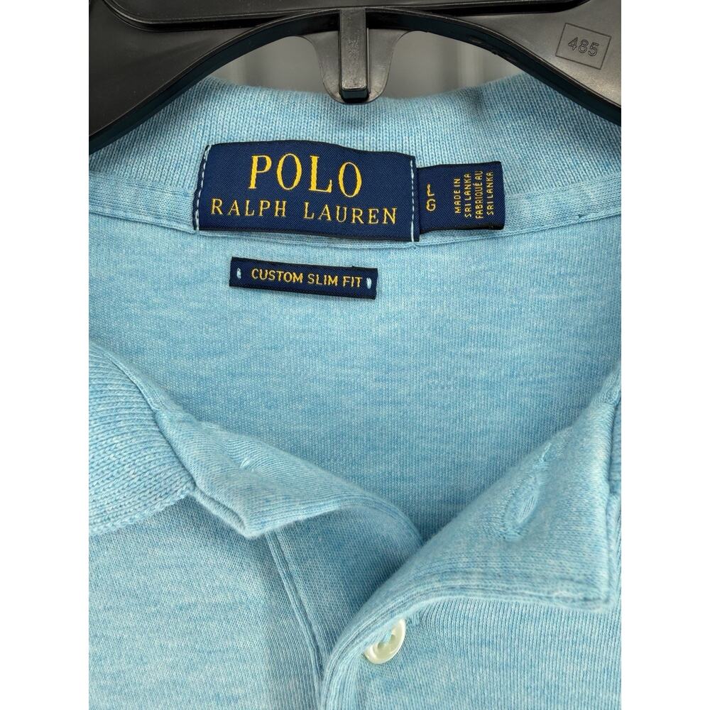 Polo Ralph Lauren - Custom Slim Fit - Light Blue Cotton Polo Shirt - Large - Picture 2 of 7